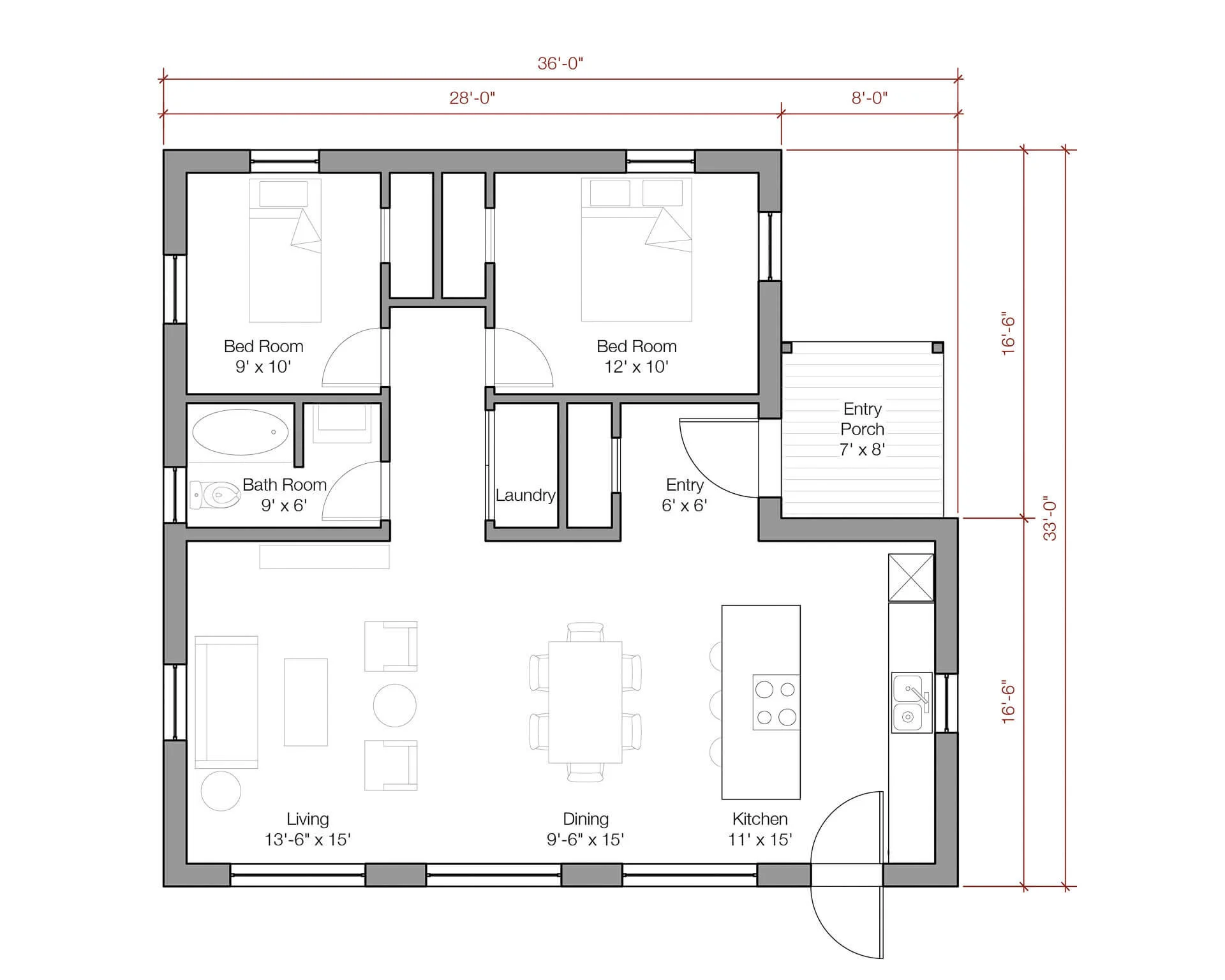 Floor plan 1 for 1000 Model B